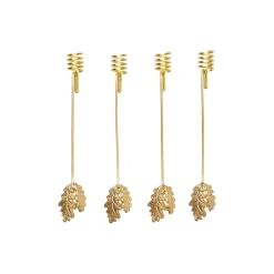 Oak Leaf Juletreholdere 4 stk., brass