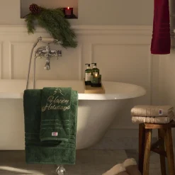 Original Towel Happy Holidays, juniper green/lt beige
