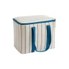 Outdoor Market Cooler Bag, beige with blue stripe