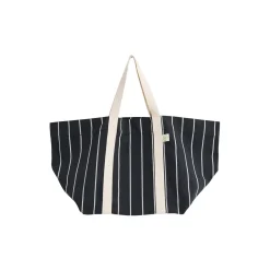 Outdoor Market Picnic Bag, black with beige stripe