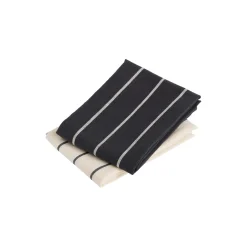 Outdoor Market Tea Towel, black with beige stripe