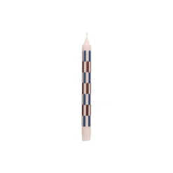 Pattern stearinlys, light pink/bordeaux/dark blue check