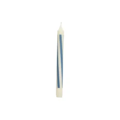 Pattern stearinlys, off-white/blue swirl
