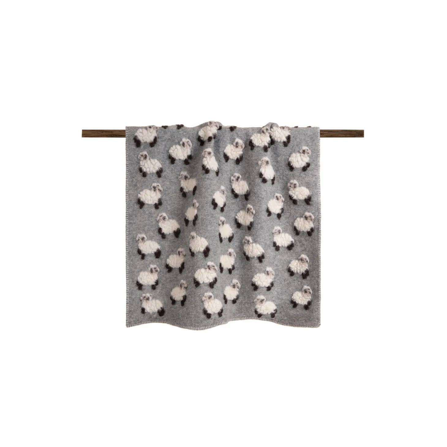 PECORELLA GRIGIA Boiled wool GRIGIO pledd 75x100cm