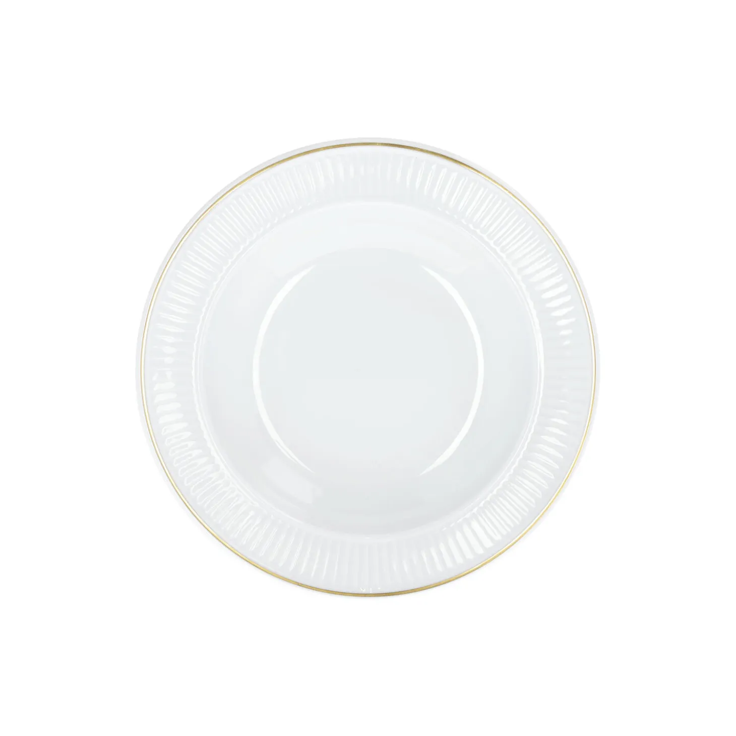 Plissé dyp tallerken Ø 22 cm, hvit/gull
