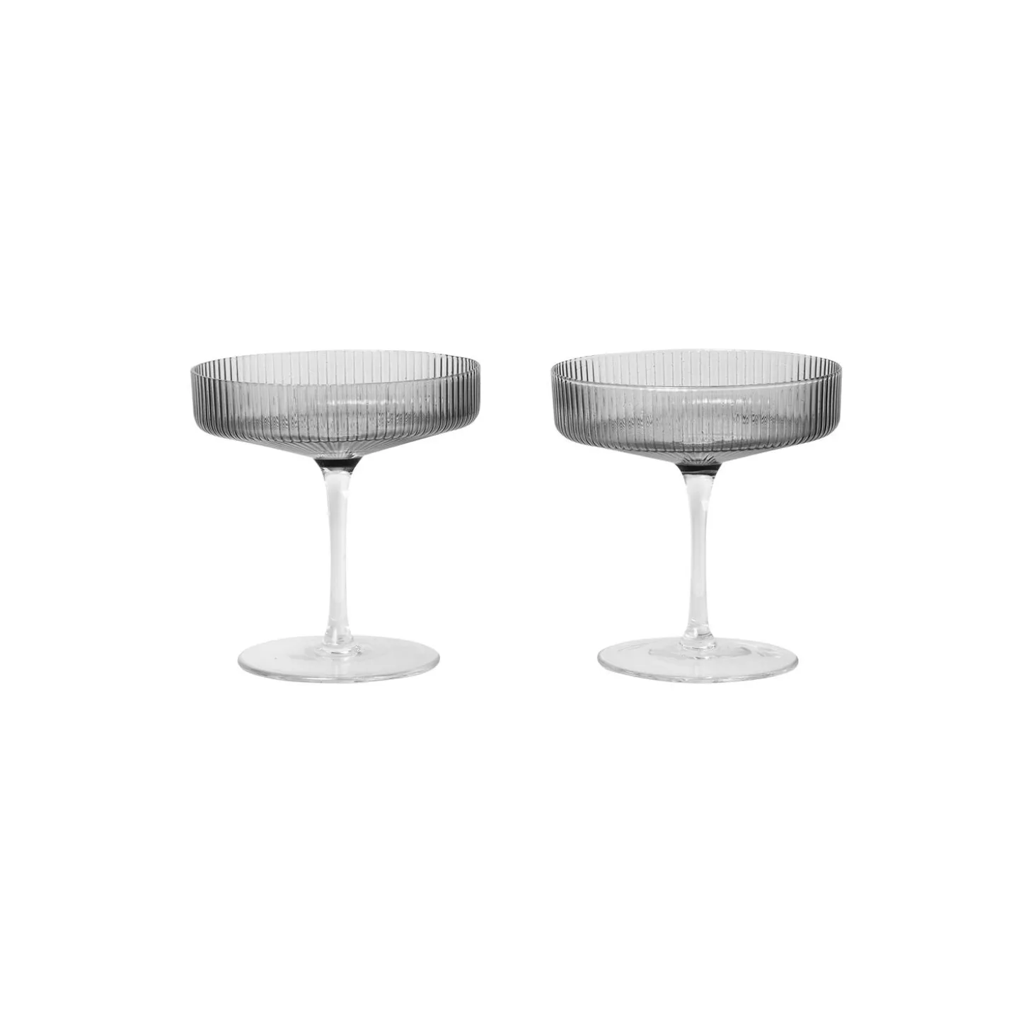 Ripple champagneglass 2 stk., røkt grå