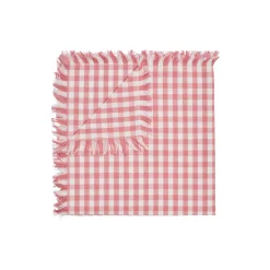 Serviett med frynser, pink small checks