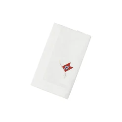 Serviett med norsk flagg, hvit