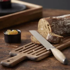 Skjærebrett med brødkniv, brun