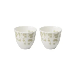 Slåpeblom grønn kopp uten hank 2-pakk, white/green