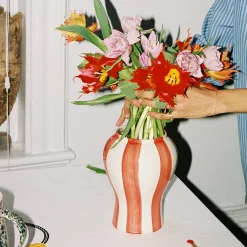 Sobremesa stripe vase, rød