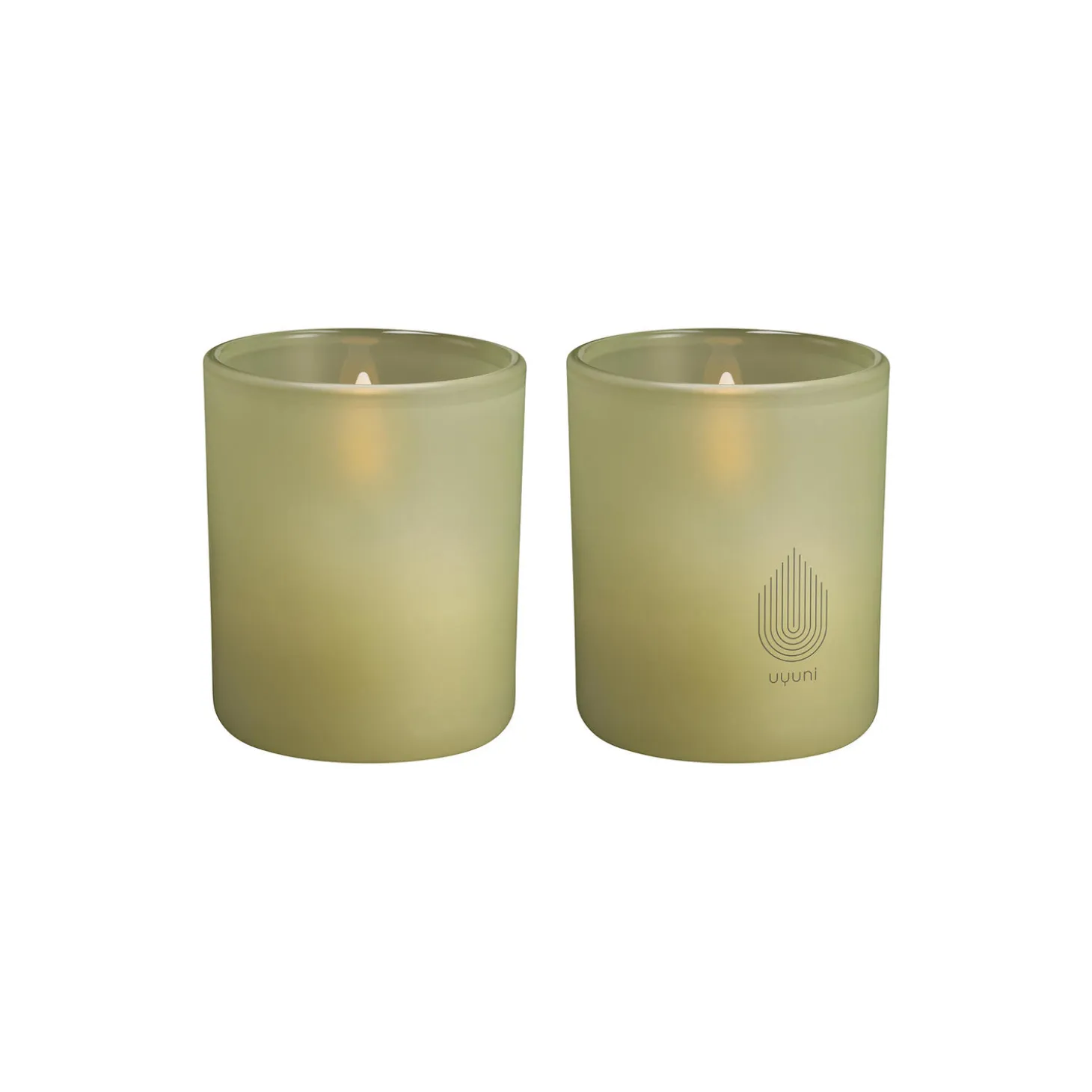 Stearinlys i glass 2-pk, light green leaf