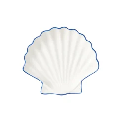 Stoneware Shell Small Dish, white/blue