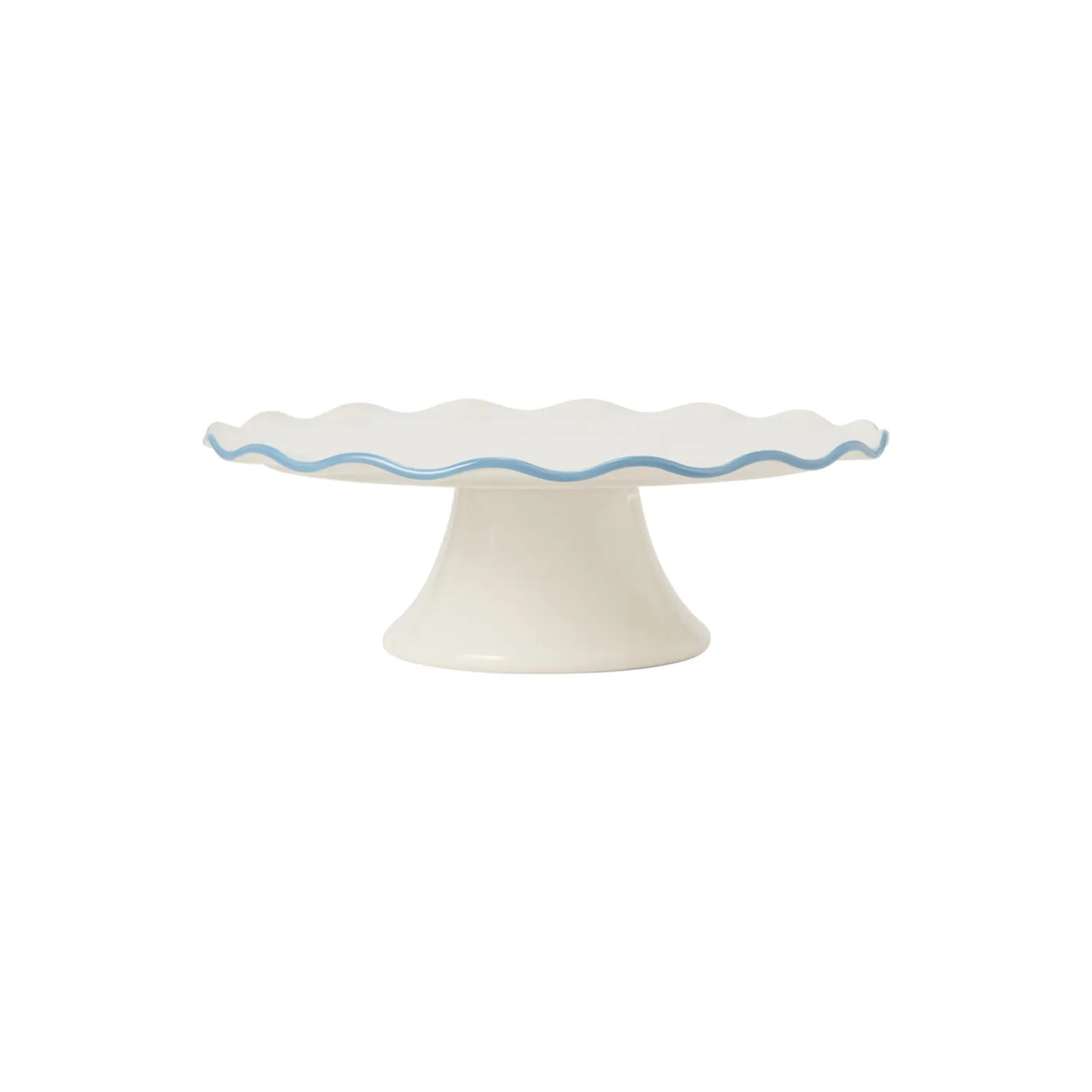 Stoneware Wavy kakestativ white/blue