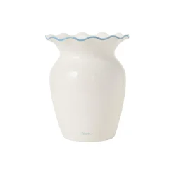 Stoneware Wavy Vase, white/blue