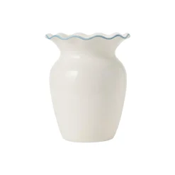Stoneware Wavy Vase, white/blue