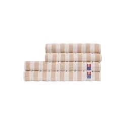 Stripet Terry håndkle, lys beige/off white