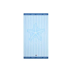 Summer Cotton Velour Beach Towel, blue/white