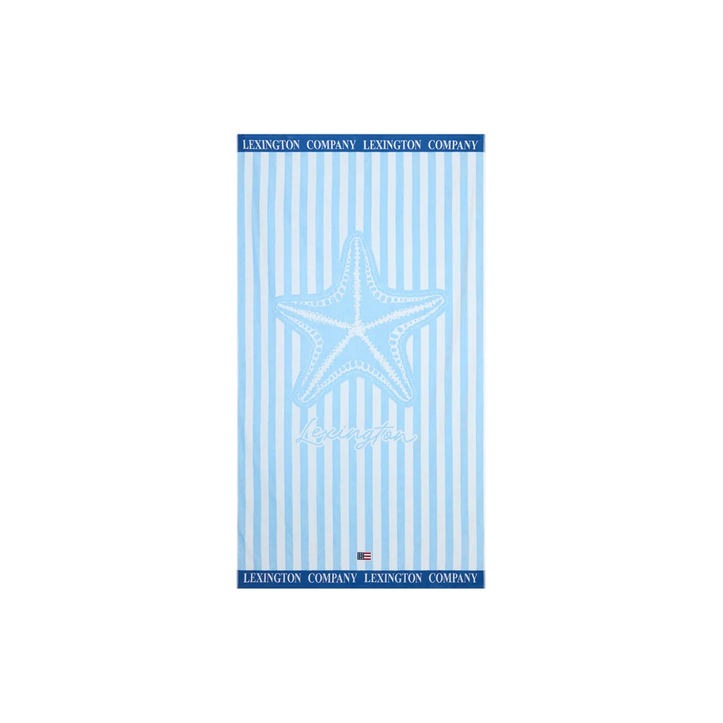 Summer Cotton Velour Beach Towel, blue/white