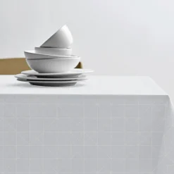 Tiles Damask duk, white
