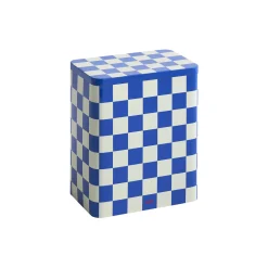 Tin beholder, blue/off-white