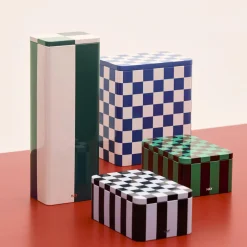 Tin beholder, green/off-white
