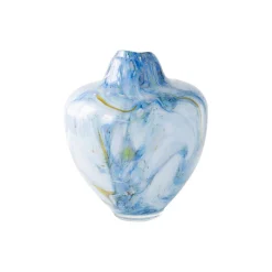 Unik skulptur kunstglass, blå multi