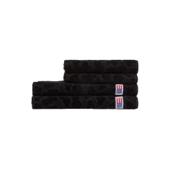 Velour Jacquard Leaves håndkle, black