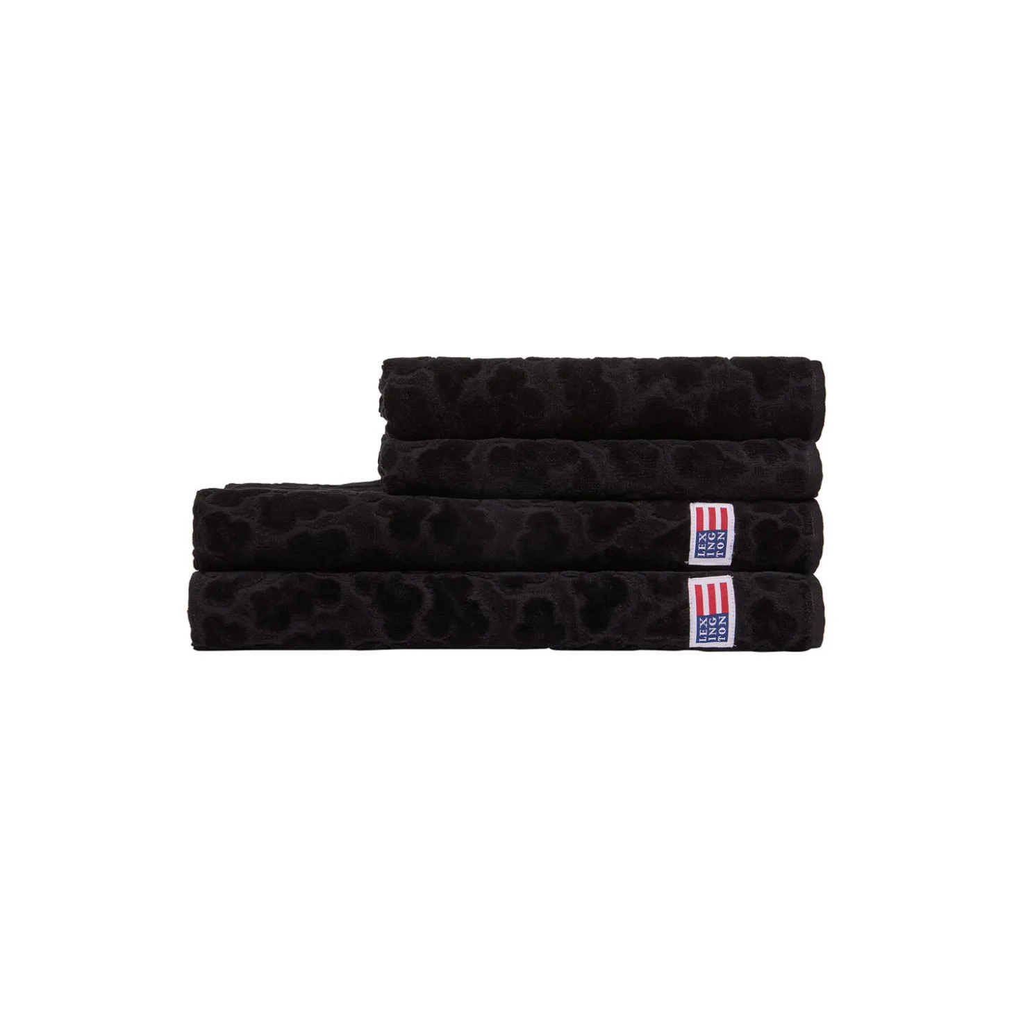 Velour Jacquard Leaves håndkle, black
