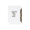 Youth Has No Age kort, hvit/svart/gull
